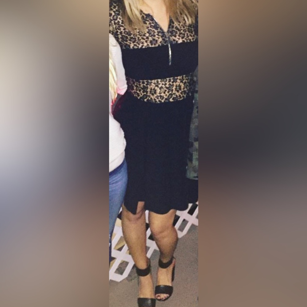 Alexander McQueen front zipper lace bandeau dress